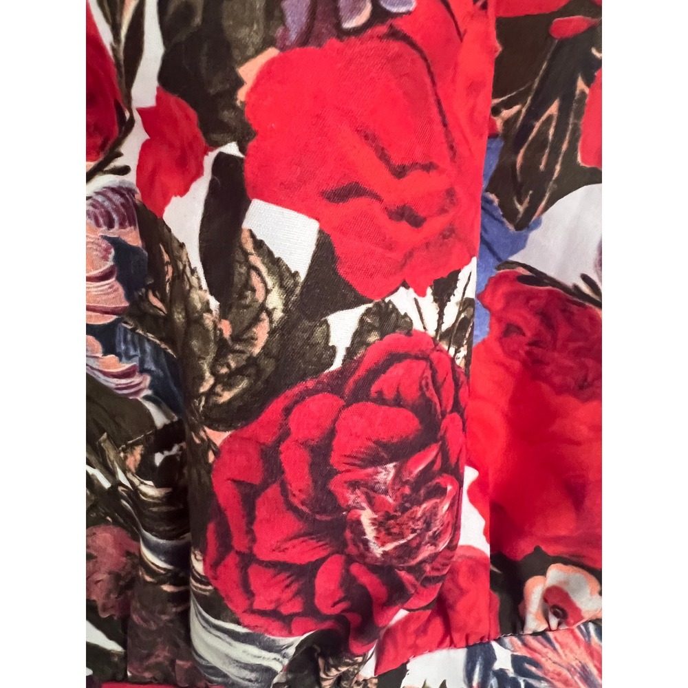Marni Floral 100% Cotton Blouse Womens Red Blue Button Hem Made in Italy Luxury - Picture 3 of 10